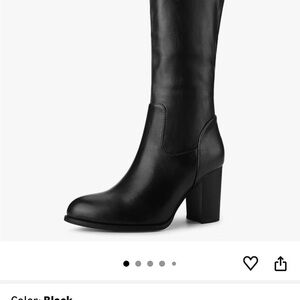 Women's Black Mid-Calf Block Heel Boots